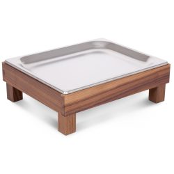 espositore legno piatto inox