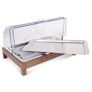 wooden display steel tray cold