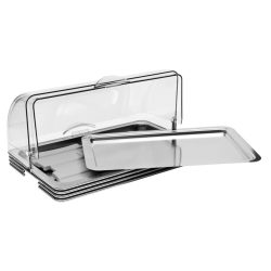 vassoio refrigerato cromato con cloche