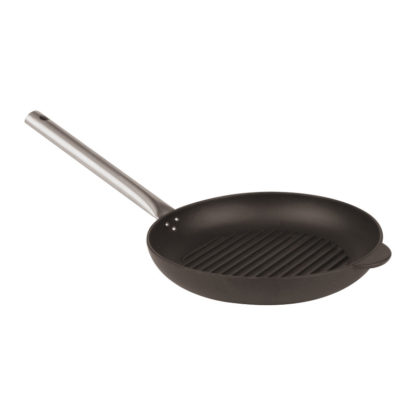 Grill pan with stainless steel handle