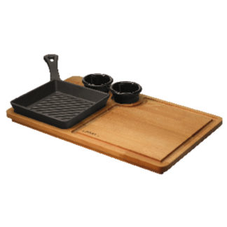Grill pan with wooden stand