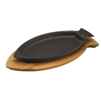 Fish plate with wooden platter