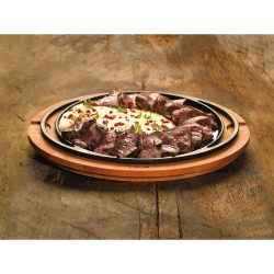 Pizza pan with wooden platter