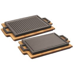 Griddle with wooden platter 