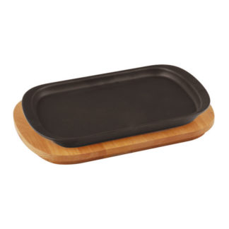 Service dish with wooden platter
