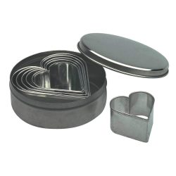 Tin pastry cutters hart 6 pcs