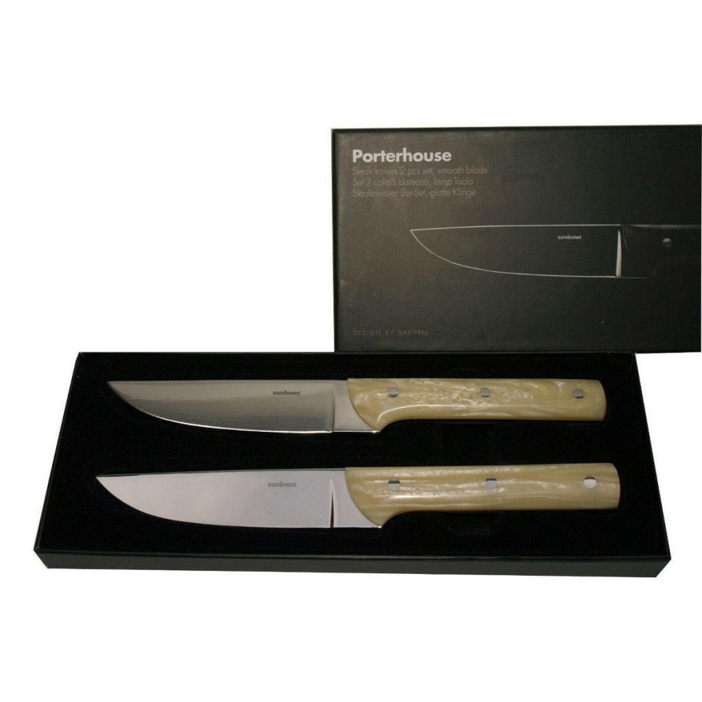 Coltello da Bistecca Nobile in Legno di Olivo Lama Liscia Box 4 pz - I